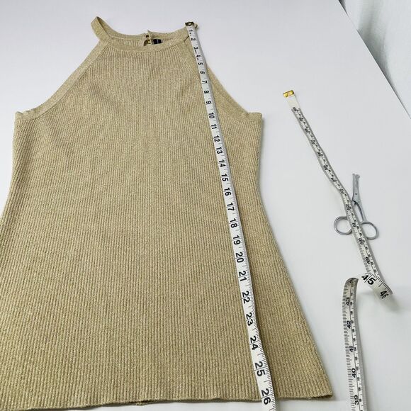 INC Gold Shimmer Tank Top Large Gold Sparkle Sheen Going Out Tank Top Large INC - Picture 14 of 15